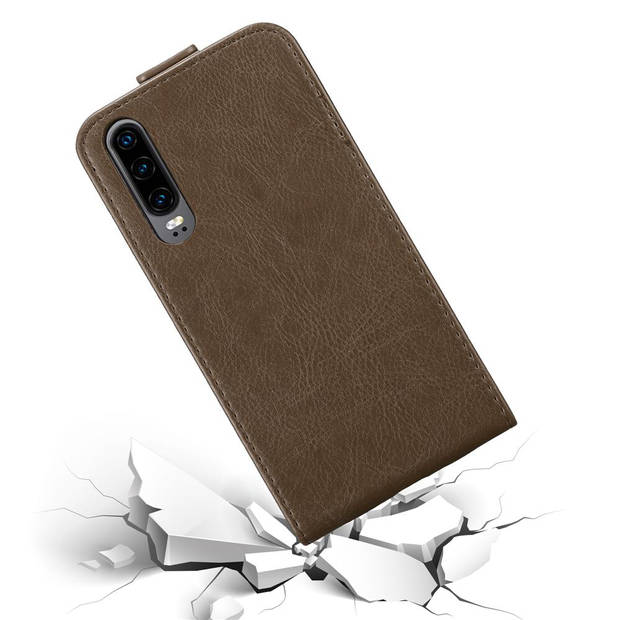 Cadorabo Hoesje geschikt voor Huawei P30 in KOFFIE BRUIN - Beschermhoes Flip Case Cover magnetische sluiting