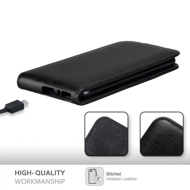 Cadorabo Hoesje geschikt voor Sony Xperia XA in ZWARTE NACHT - Beschermhoes Flip Case Cover magnetische sluiting