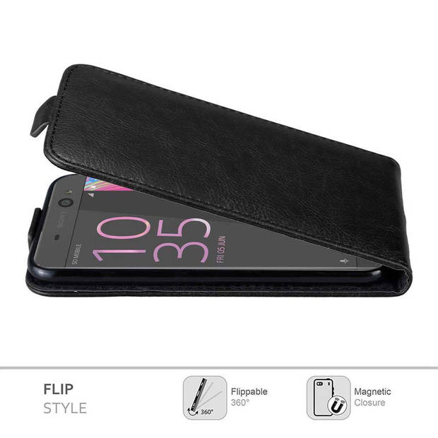 Cadorabo Hoesje geschikt voor Sony Xperia XA in ZWARTE NACHT - Beschermhoes Flip Case Cover magnetische sluiting