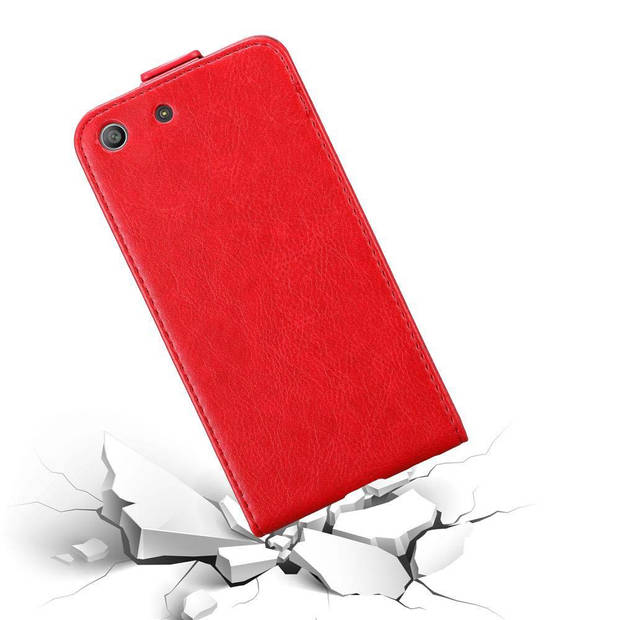 Cadorabo Hoesje geschikt voor Sony Xperia M5 in APPEL ROOD - Beschermhoes Flip Case Cover magnetische sluiting