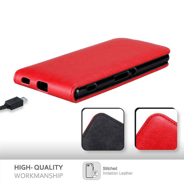 Cadorabo Hoesje geschikt voor Sony Xperia M5 in APPEL ROOD - Beschermhoes Flip Case Cover magnetische sluiting