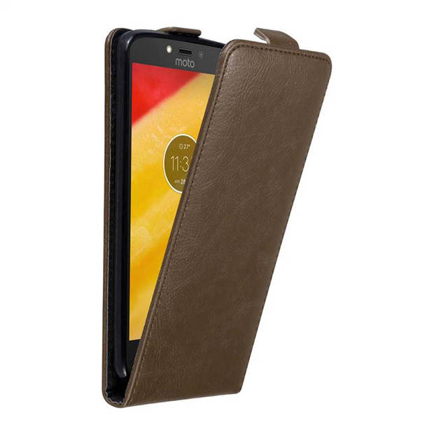 Cadorabo Hoesje geschikt voor Motorola MOTO C PLUS in KOFFIE BRUIN - Beschermhoes Flip Case Cover magnetische sluiting