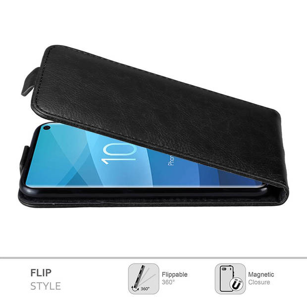 Cadorabo Hoesje geschikt voor Samsung Galaxy S10 4G in ZWARTE NACHT - Beschermhoes Flip Case Cover magnetische sluiting