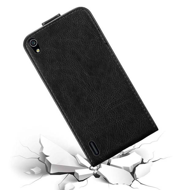 Cadorabo Hoesje geschikt voor Huawei ASCEND P7 in ZWARTE NACHT - Beschermhoes Flip Case Cover magnetische sluiting