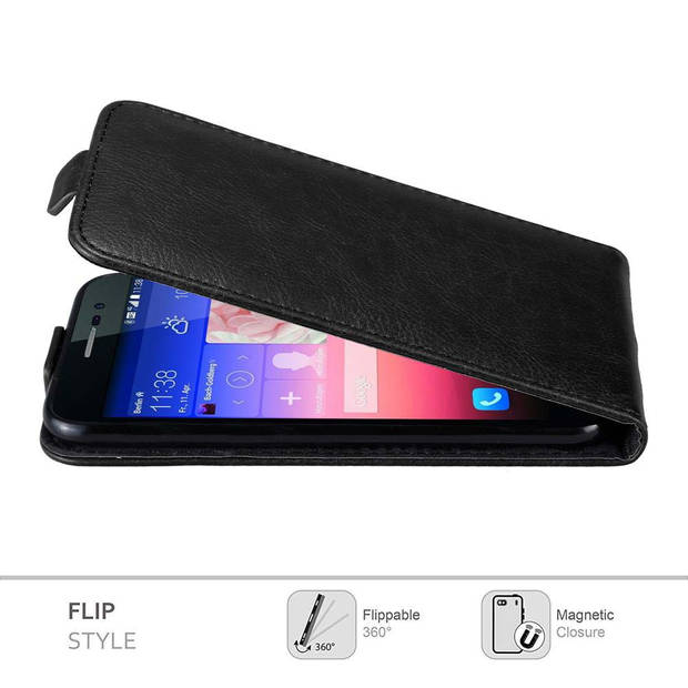 Cadorabo Hoesje geschikt voor Huawei ASCEND P7 in ZWARTE NACHT - Beschermhoes Flip Case Cover magnetische sluiting