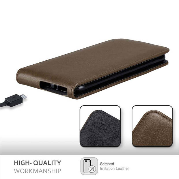 Cadorabo Hoesje geschikt voor Sony Xperia XA in KOFFIE BRUIN - Beschermhoes Flip Case Cover magnetische sluiting