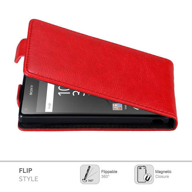 Cadorabo Hoesje geschikt voor Sony Xperia Z5 COMPACT in APPEL ROOD - Beschermhoes Flip Case Cover magnetische sluiting