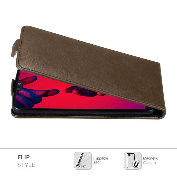 Cadorabo Hoesje geschikt voor Huawei P20 PRO / P20 PLUS in KOFFIE BRUIN - Beschermhoes Flip Case Cover magnetische