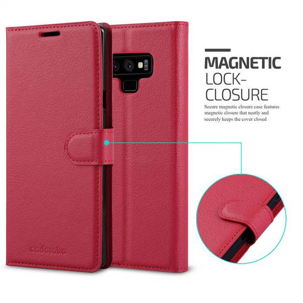 Cadorabo Hoesje geschikt voor Samsung Galaxy NOTE 9 in KARMIJN ROOD - Beschermhoes Cover magnetische sluiting Case