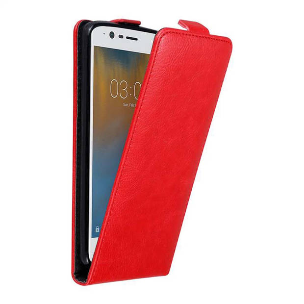 Cadorabo Hoesje geschikt voor Nokia 3 2017 in APPEL ROOD - Beschermhoes Flip Case Cover magnetische sluiting