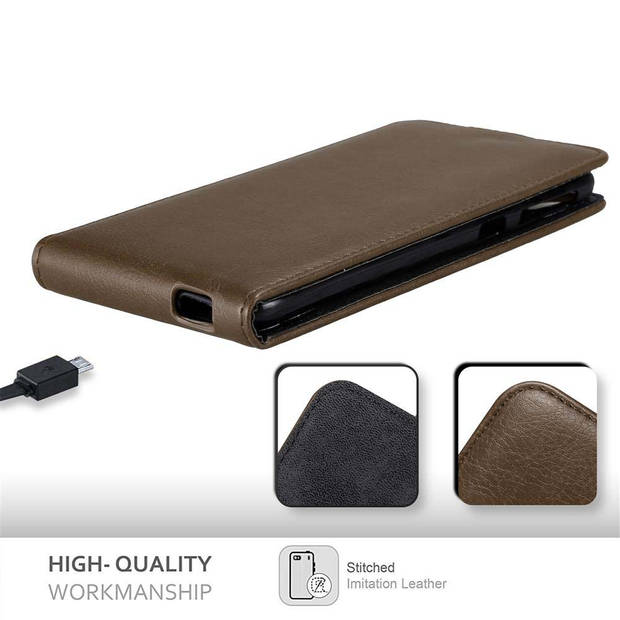 Cadorabo Hoesje geschikt voor HTC Desire 820 in KOFFIE BRUIN - Beschermhoes Flip Case Cover magnetische sluiting