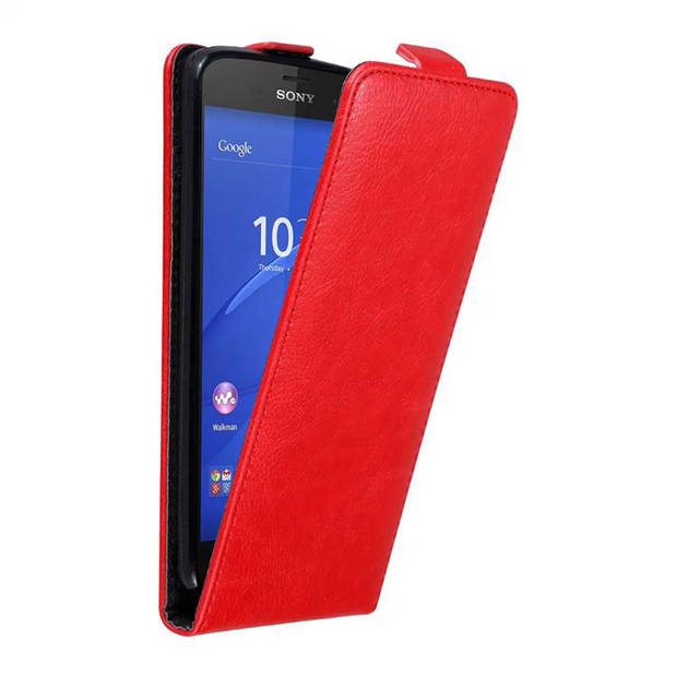 Cadorabo Hoesje geschikt voor Sony Xperia Z3 COMPACT in APPEL ROOD - Beschermhoes Flip Case Cover magnetische sluiting