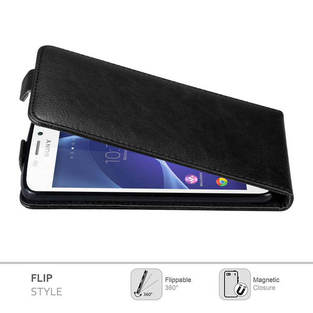 Cadorabo Hoesje geschikt voor Sony Xperia M2 / M2 AQUA in ZWARTE NACHT - Beschermhoes Flip Case Cover magnetische