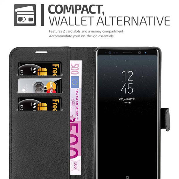 Cadorabo Hoesje geschikt voor Samsung Galaxy NOTE 8 in PHANTOM ZWART - Beschermhoes Cover magnetische sluiting Case