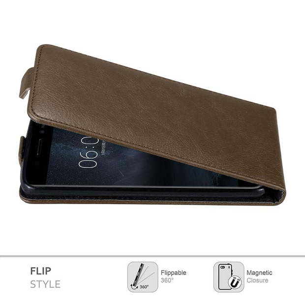 Cadorabo Hoesje geschikt voor Nokia 6 2017 in KOFFIE BRUIN - Beschermhoes Flip Case Cover magnetische sluiting