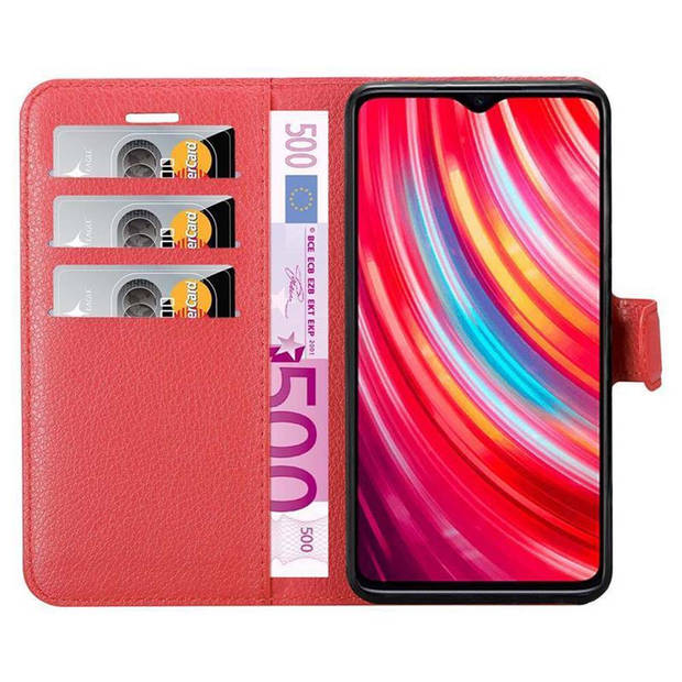 Cadorabo Hoesje geschikt voor Xiaomi RedMi NOTE 8 PRO in KARMIJN ROOD - Beschermhoes Cover magnetische sluiting Case