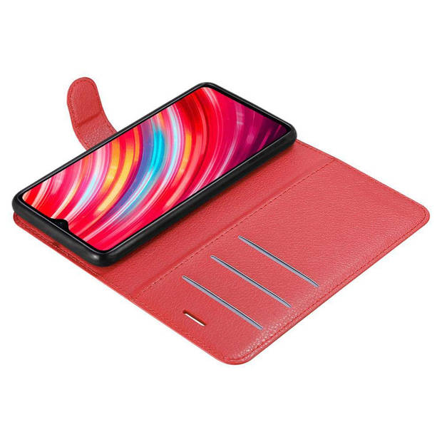 Cadorabo Hoesje geschikt voor Xiaomi RedMi NOTE 8 PRO in KARMIJN ROOD - Beschermhoes Cover magnetische sluiting Case