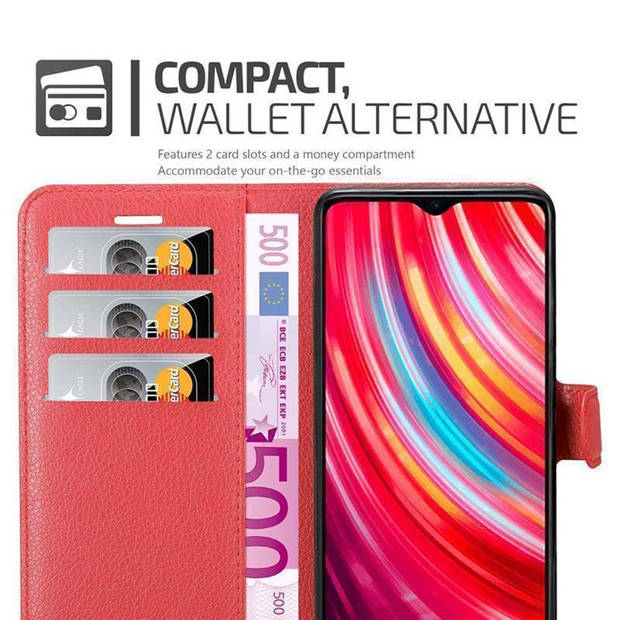 Cadorabo Hoesje geschikt voor Xiaomi RedMi NOTE 8 PRO in KARMIJN ROOD - Beschermhoes Cover magnetische sluiting Case