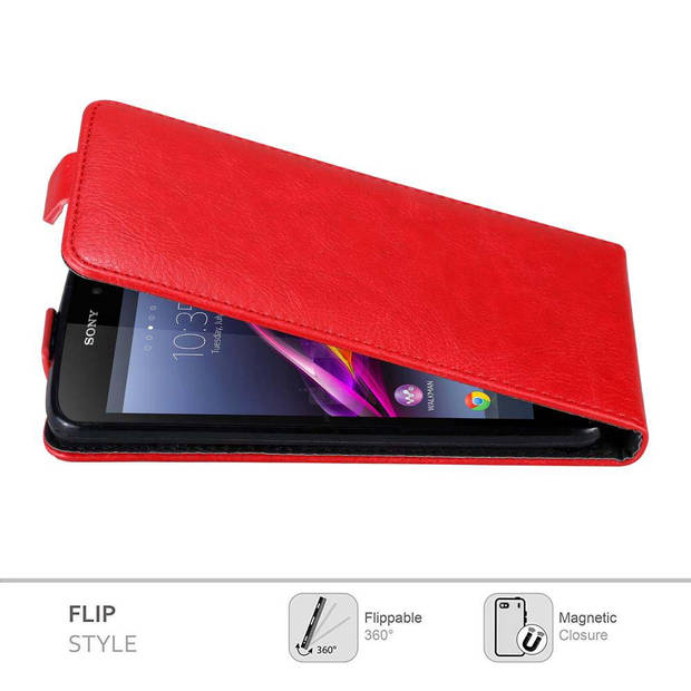 Cadorabo Hoesje geschikt voor Sony Xperia Z1 in APPEL ROOD - Beschermhoes Flip Case Cover magnetische sluiting