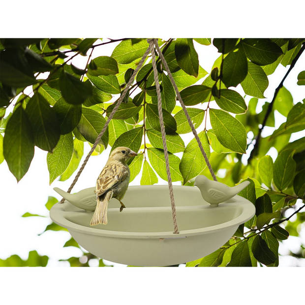 Decoris Vogelbad/drinkschaal - bamboe hout - lichtgroen - D27 cm - voederbak - Vogelvoederhuisjes