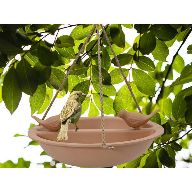 Decoris Vogelbad/drinkschaal - bamboe hout - terra bruin - D27 cm - voederbak - Vogelvoederhuisjes