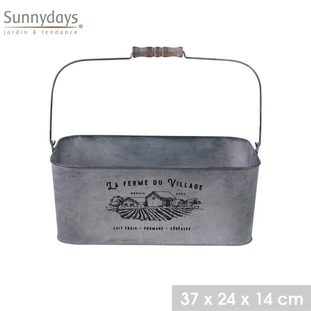 Sunnydays Drankkoeler/bierkoeler - zink - zilver - L37 x D24 x H14 cm - IJsemmers