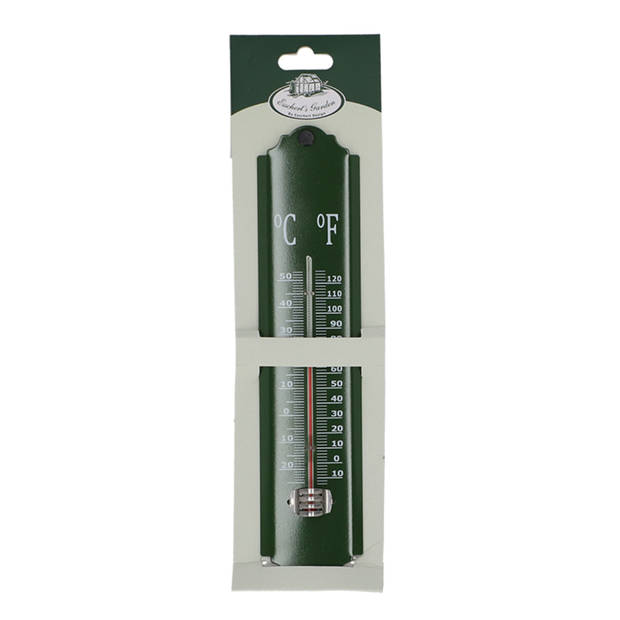 Esschert design thermometer - voor binnen en buiten - groen - 30 x 7 cm - Celsius/fahrenheit - Buitenthermometers