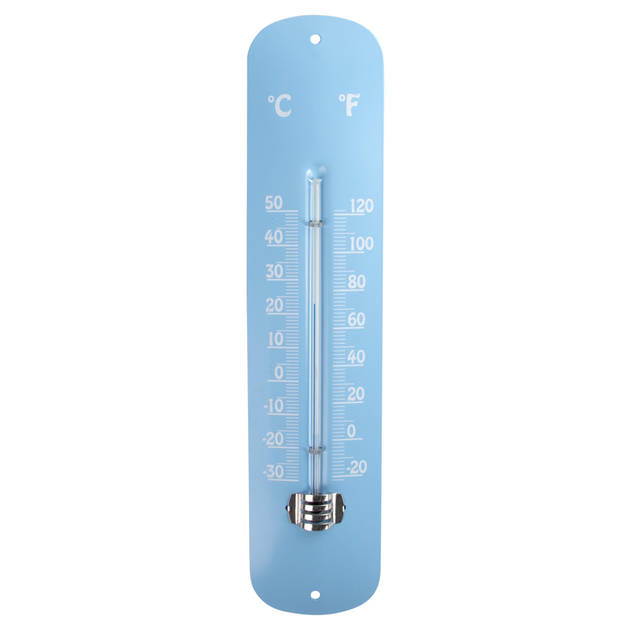 Esschert design thermometer - voor binnen en buiten - lichtblauw - 30 x 7 cm - Celsius/fahrenheit - Buitenthermometers