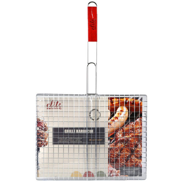 Elite BBQ/barbecue rooster - 2x - klem grill - metaal/hout - 40 x 62 x 1 cm - Extra groot formaat - barbecueroosters