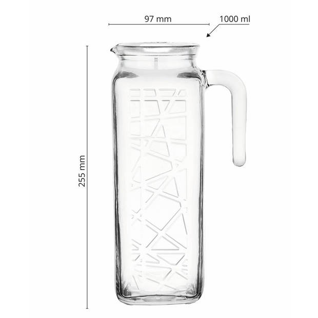 Glasmark Waterkan - 2x - met deksel - 1L - glas - schenkkan - waterkaraf - Schenkkannen