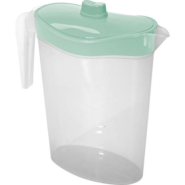 Hega Hogar Waterkan/sapkan met mintgroen deksel - 2x - 1.5 liter - kunststof - 9 x 23 cm - Schenkkannen