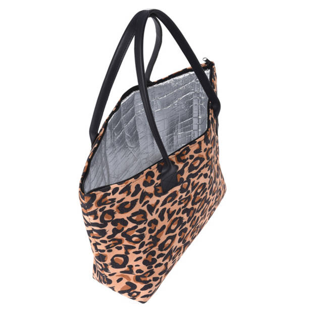 Trendoz Koeltas strandtas - luipaard print - 8 liter - 47 x 32 cm - polyester - Koeltas