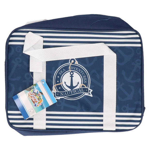 Gerimport kleine koeltas voor lunch - blauw met leuke print - 28 x 9 x 22 cm 5 liter - Koeltas