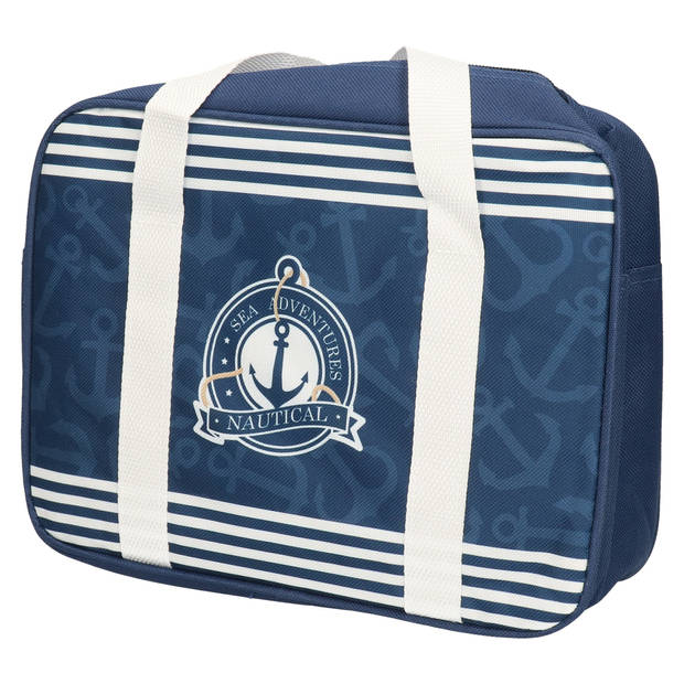 Gerimport kleine koeltas voor lunch - blauw met leuke print - 28 x 9 x 22 cm 5 liter - Koeltas