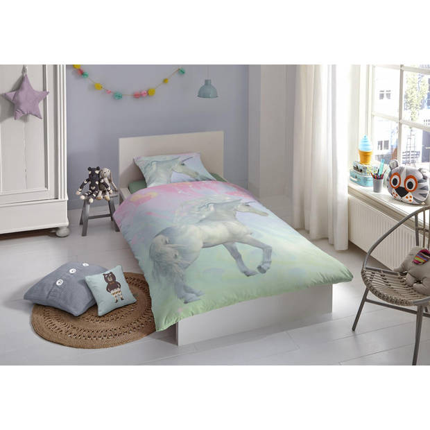 Kinder Dekbedovertrek Good Morning Katoen Unicorn - multi 140x200/220cm