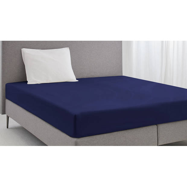 Eleganzzz Hoeslaken Jersey Katoen Stretch 35cm Hoge Hoek - donker blauw 180x210/220cm - 200x200cm