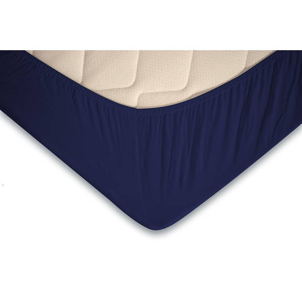 Eleganzzz Topper Hoeslaken Jersey Katoen Stretch - donker blauw 140x210/220cm - 160x200cm