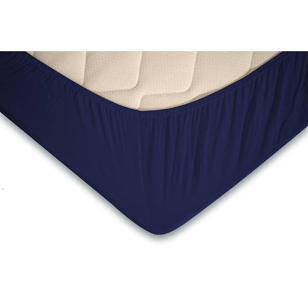 Eleganzzz Topper Hoeslaken Jersey Katoen Stretch - donker blauw 160x210/220cm - 180x200cm