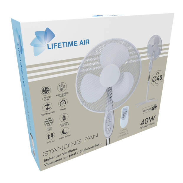 Lifetime Air Statiefventilator 40W - Ventilator in Hoogte Verstelbaar 100-120 cm - met Afstandsbediening