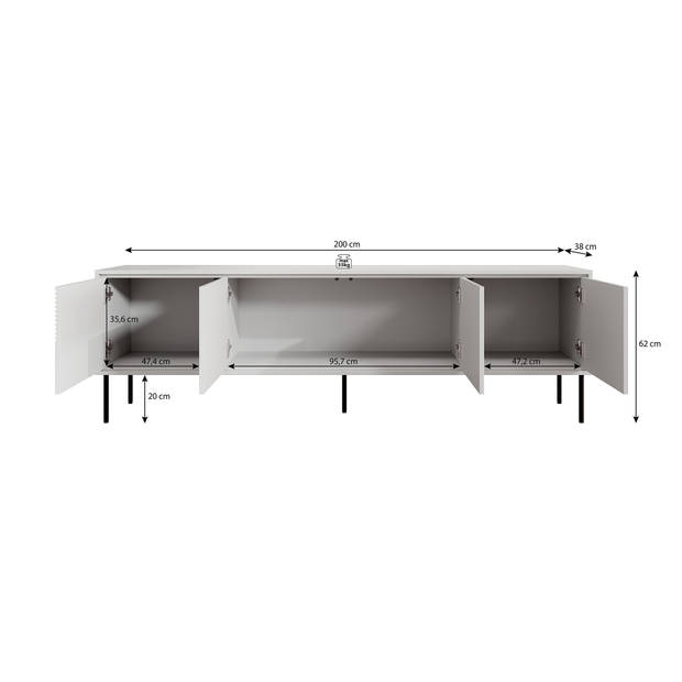 Meubella TV-Meubel Blanes - Beige - 200 cm