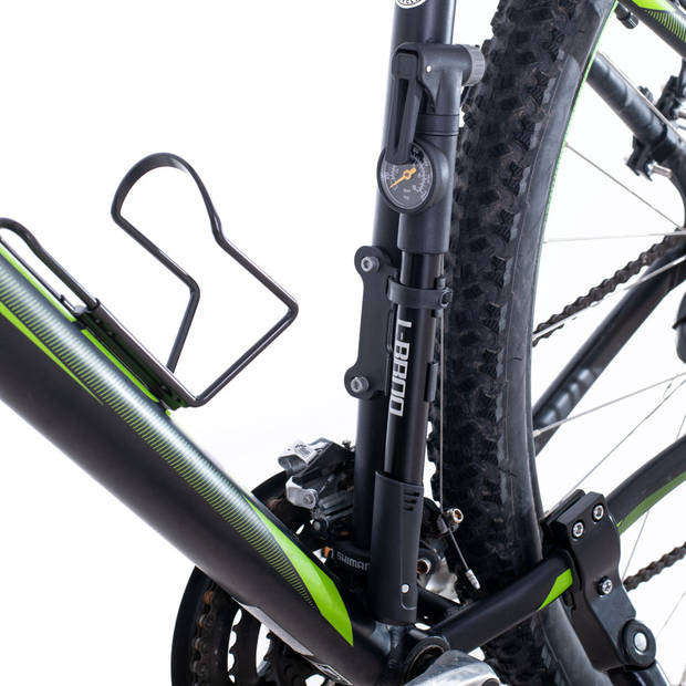 L-BRNO hand fietspomp met manometer en fietshouder 32,5 x 4 x 10 cm zwart