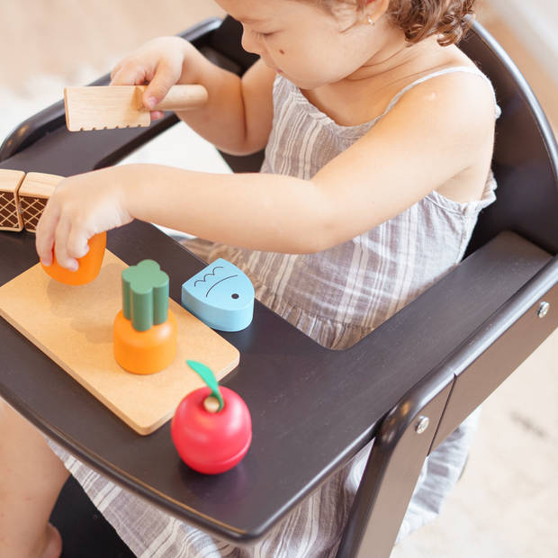 Geuther Filou Houten Kinderstoel - Kinderzetel - Baby Eetstoel voor aan Tafel - Zwart - 55cm zithoogte