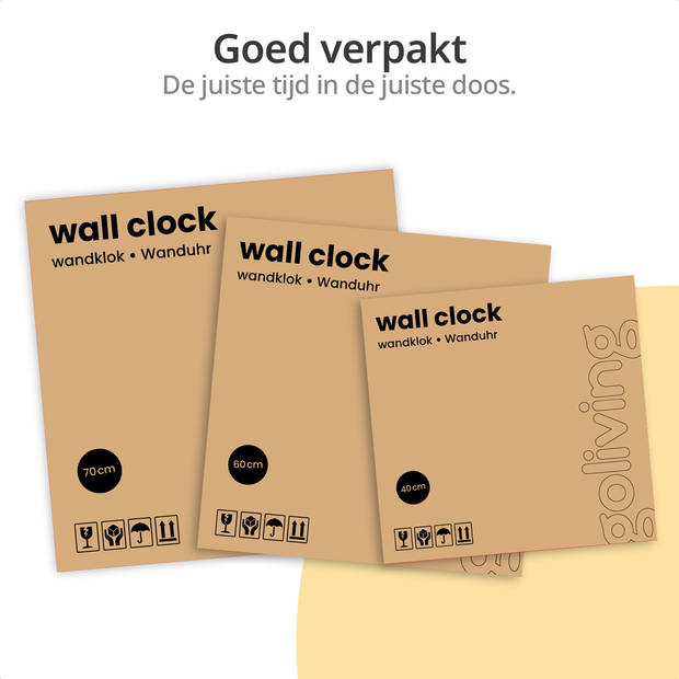 Goliving Wandklok Industrieel - Stil uurwerk - Moderne wandklok - Metaal - Ø 70 cm - Zwart