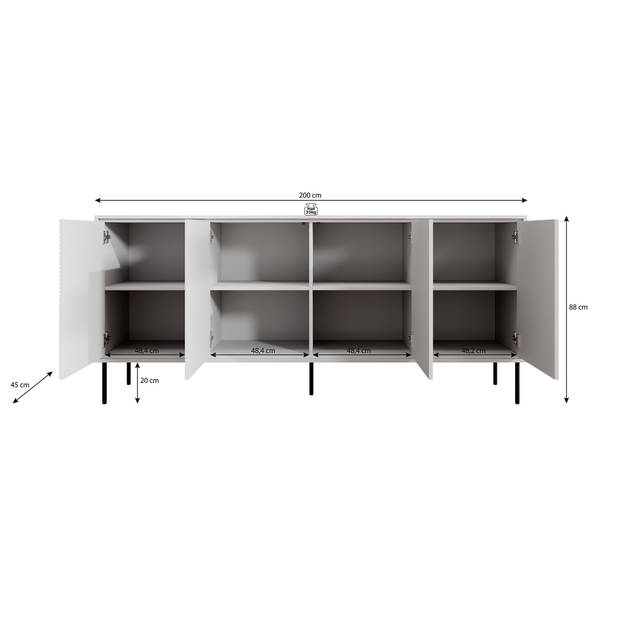 Meubella Dressoir Blanes - Wit - 200 cm