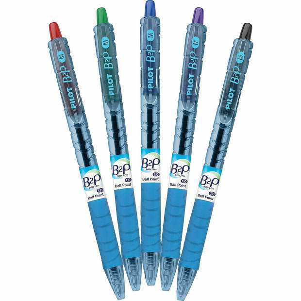 Pilot B2P Ecoball Balpen flow pack - Fijn - Kleurassortiment Zwart/Blauw/Rood/Groen - 4 stuks