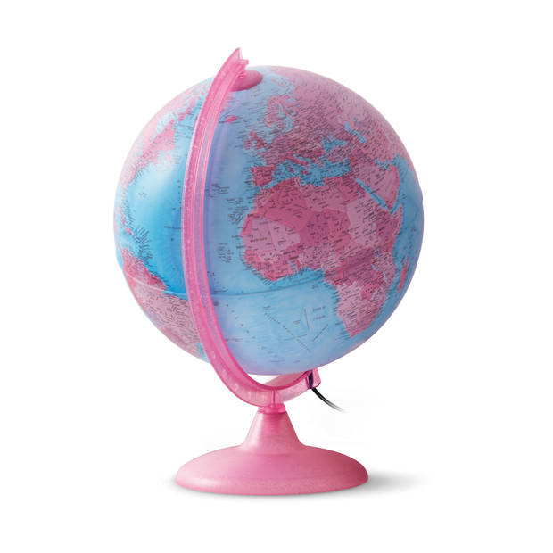 Tecnodidattica - Pink EU LED met vergrootglas - Frans - Kunststof - Wereldbol - Ø25cm