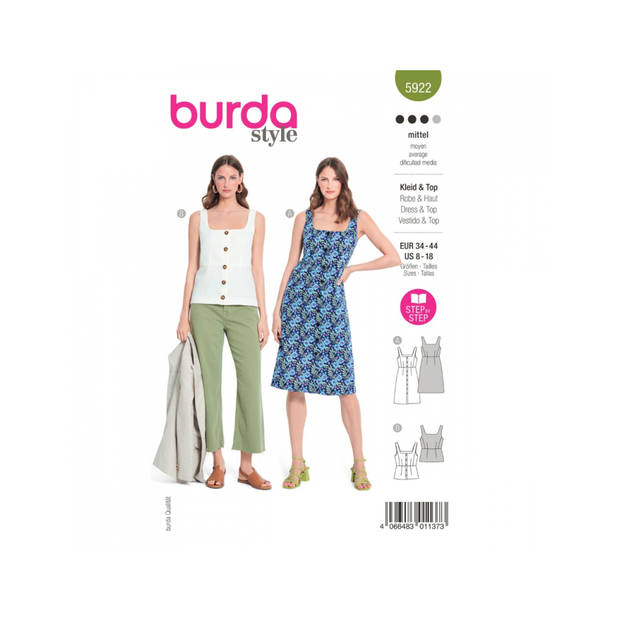 Burda 5922 Jurk/Top maat 34-44