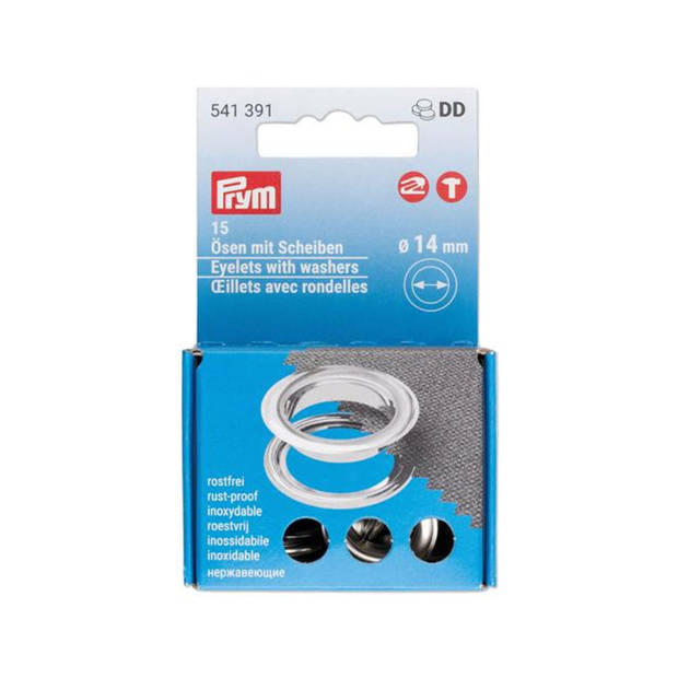 Prym 541391 Ringen met schijven 14mm zilverkleurig 15 stuks