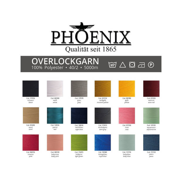 Phoenix 4x 5000m overlock garen - licht groen