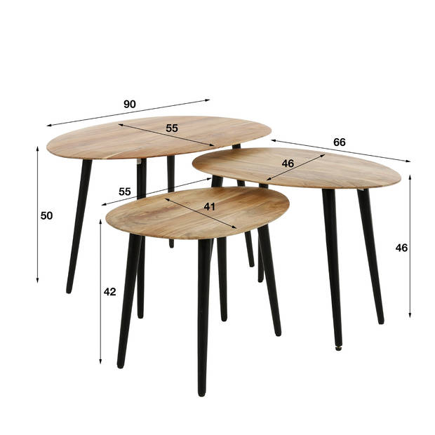 Giga Meubel - Salontafel Organisch - Naturel Acaciahout - Set Van 3